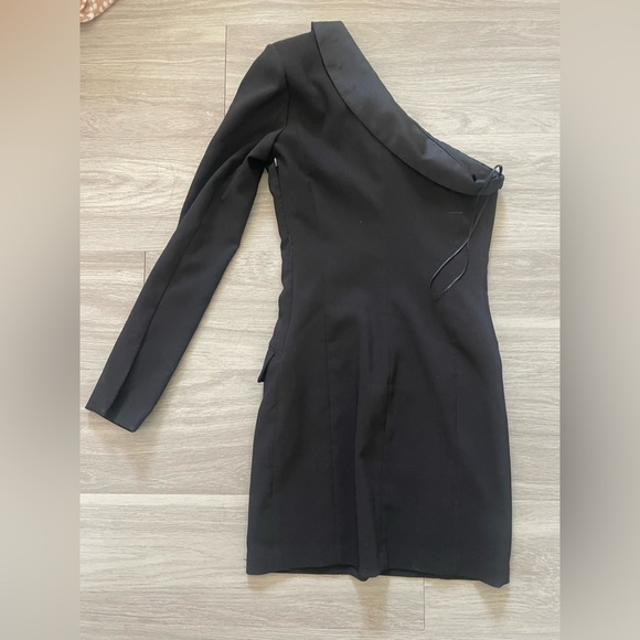 Zara black one shoulder blazer mini dress - Picture 2 of 5